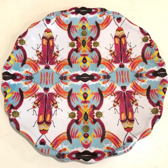 ANTHROPOLOGIE Set of 7 Dinner Plates, Nature Design, Melamine, 10.5” radius - Picture 8 of 9